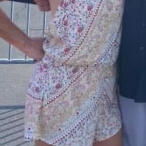 O'Neill Floral Jumpsuit in Cream and Pink